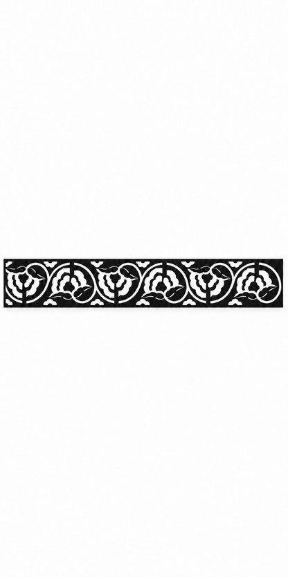 Design 340 Rose Vine Border Laser Cut Metal Privacy Screen Panel front main view