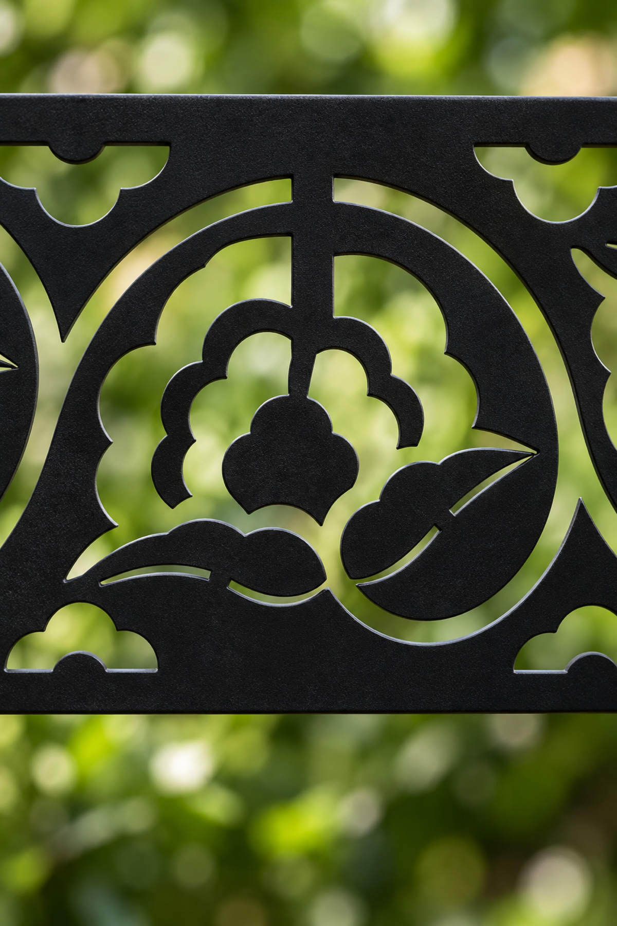 Design 340 Rose Vine Border Laser Cut Metal Privacy Screen Panel close-up detail view