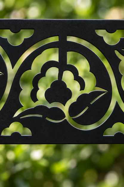 Design 340 Rose Vine Border Laser Cut Metal Privacy Screen Panel close-up detail view
