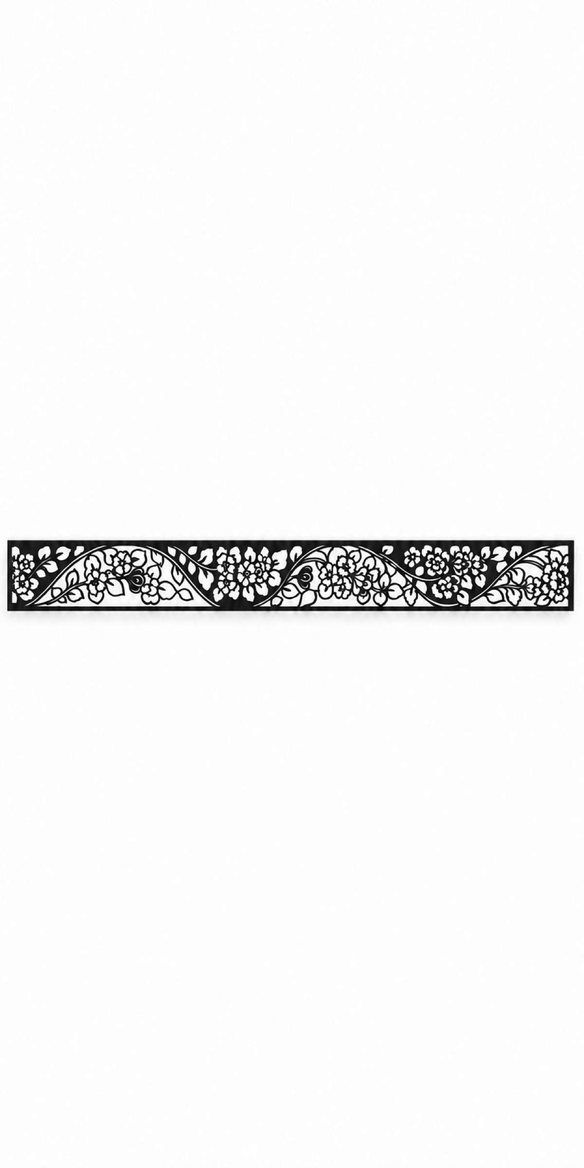 Design 341 Shell Flourish Border Laser Cut Metal Privacy Screen Panel front main view