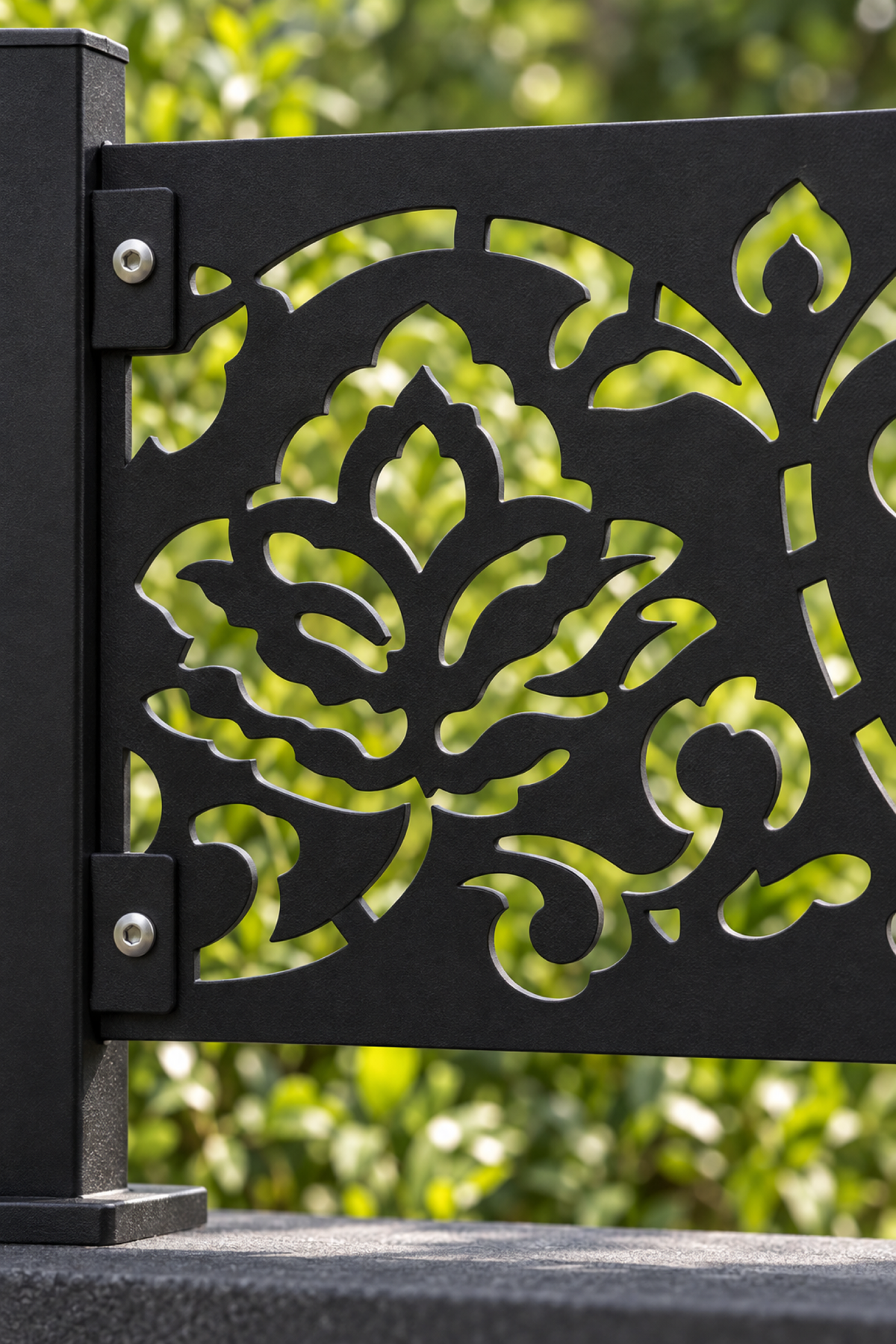 Design 342 Dense Acanthus Border Laser Cut Metal Privacy Screen Panel close-up detail view