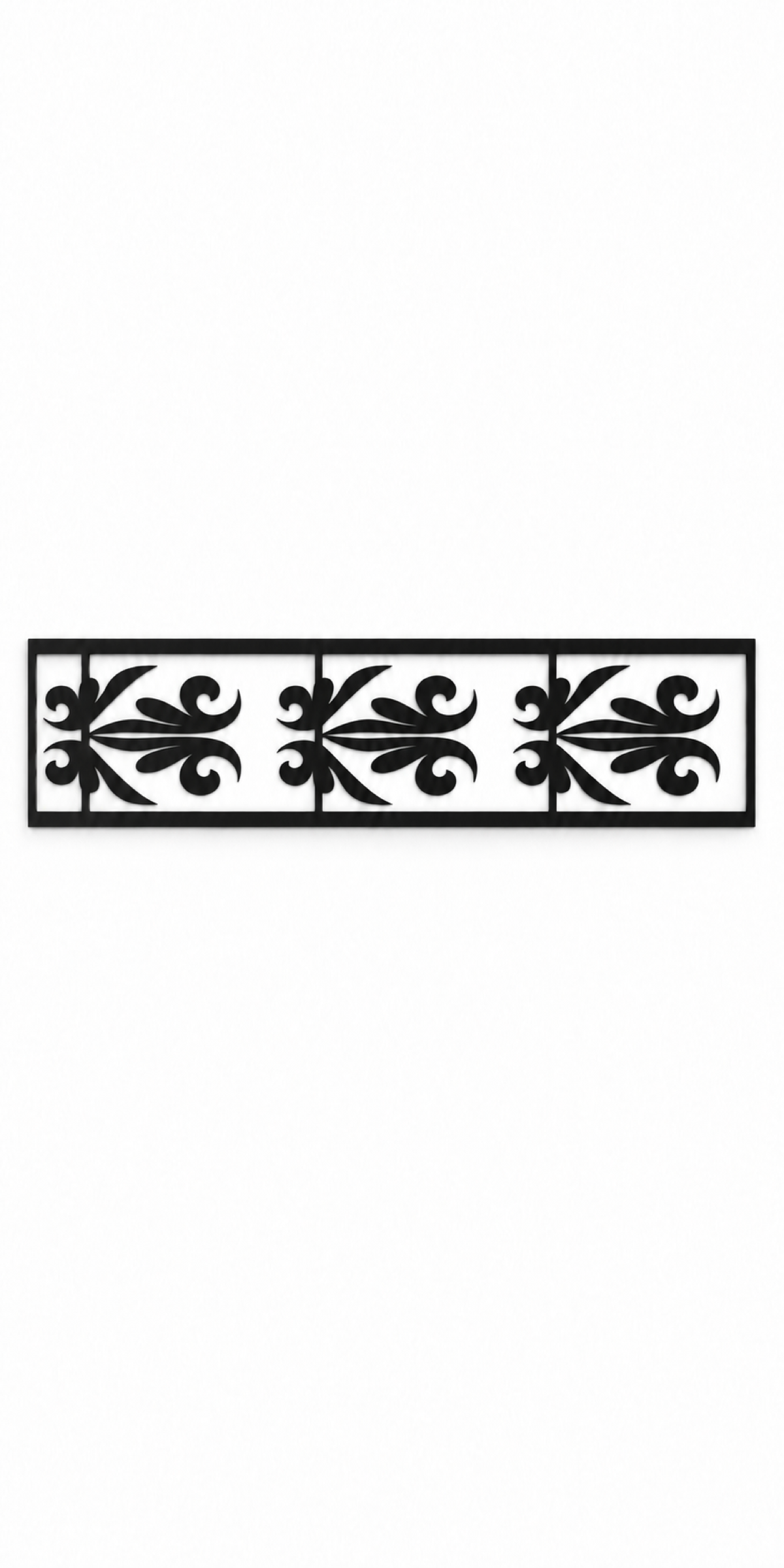 Design 343 Palm Fleur Border Laser Cut Metal Privacy Screen Panel front main view