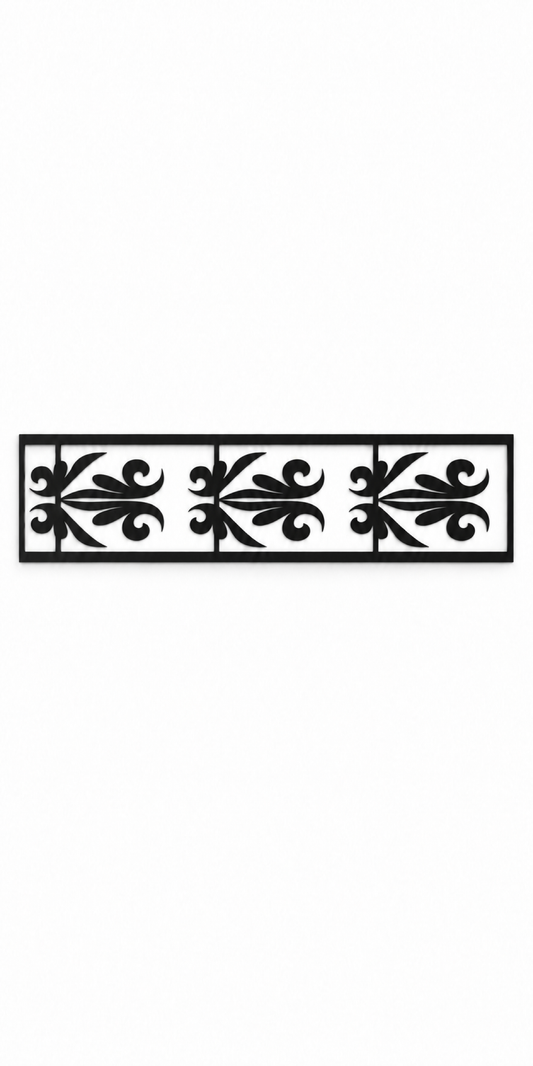 Design 343 Palm Fleur Border Laser Cut Metal Privacy Screen Panel front main view