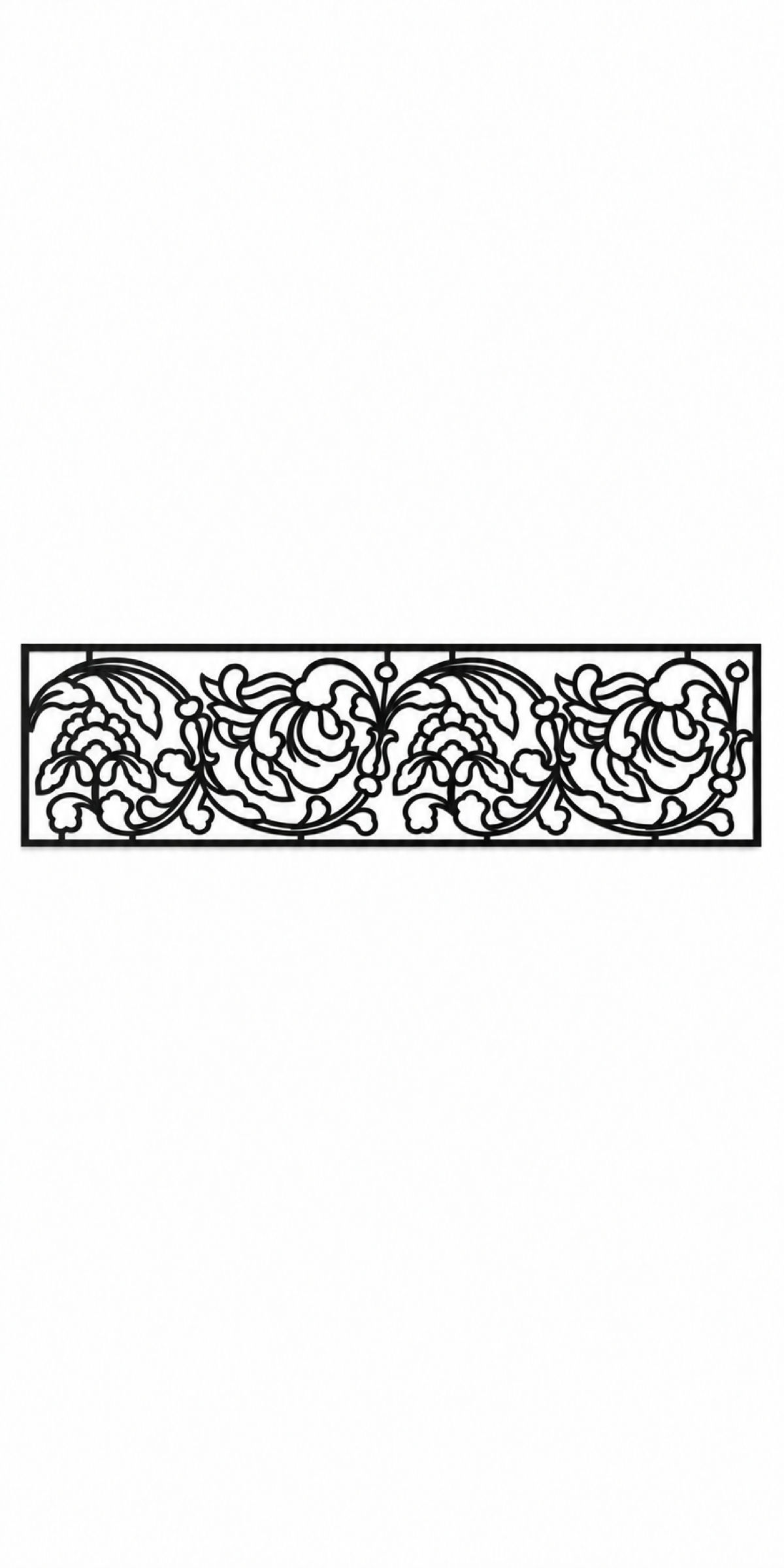Design 345 Rose Linework Border Laser Cut Metal Privacy Screen Panel front main view
