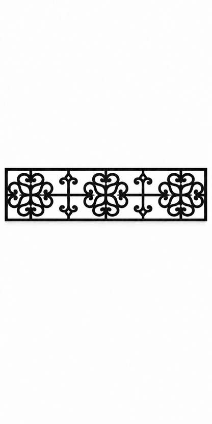 Design 347 Cross Clover Border Laser Cut Metal Privacy Screen Panel front main view
