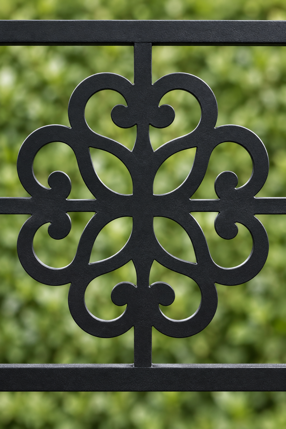 Design 347 Cross Clover Border Laser Cut Metal Privacy Screen Panel close-up detail view