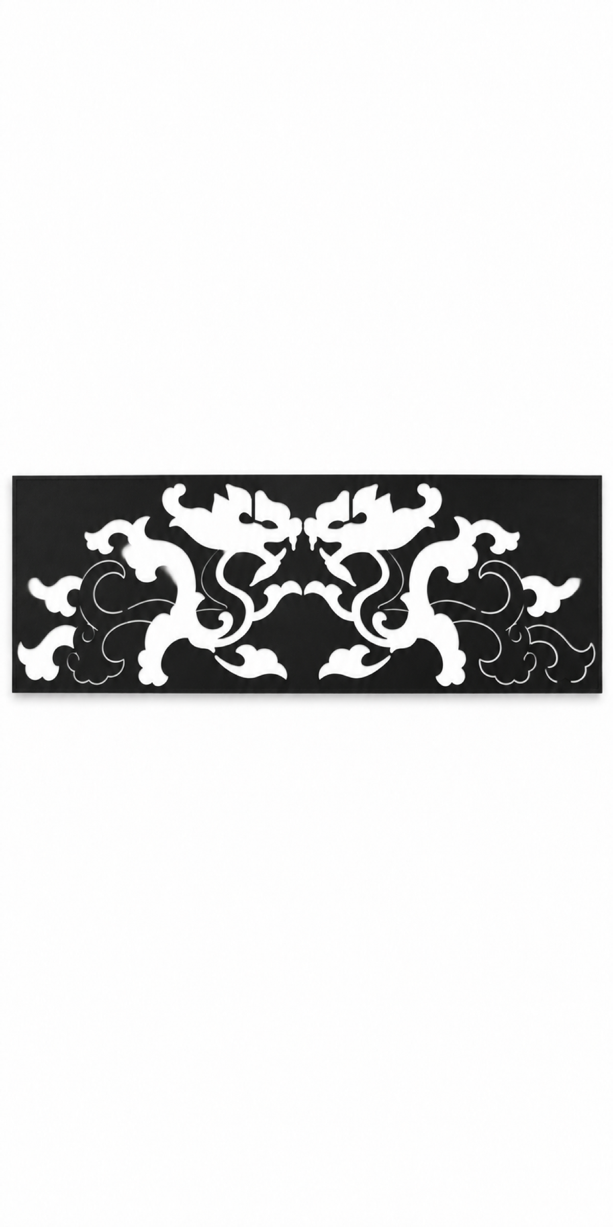 Design 349 Twin Dragon Cloud Border Laser Cut Metal Privacy Screen Panel front main view