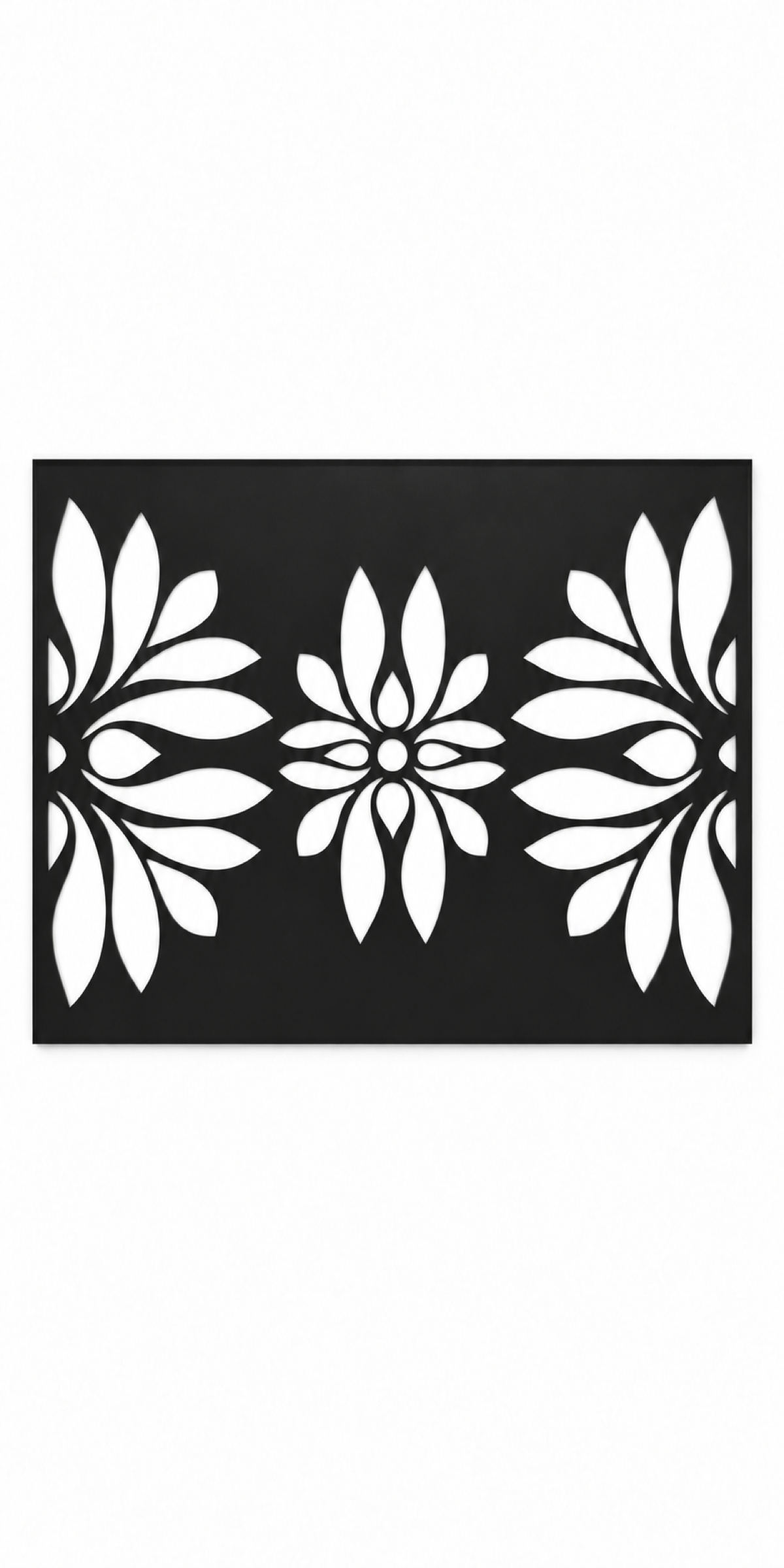 Design 350 Three Daisy Border Laser Cut Metal Privacy Screen Panel front main view