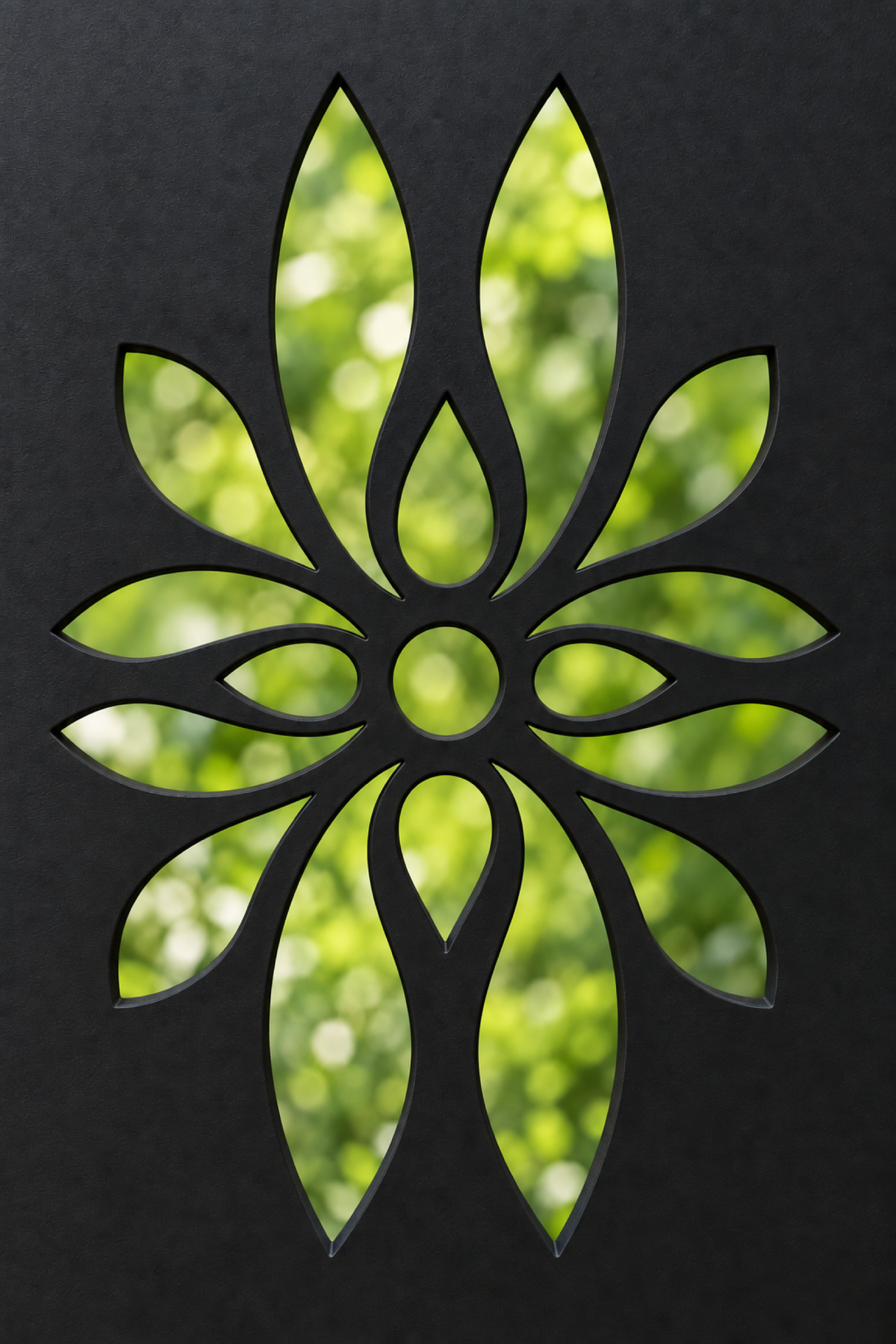 Design 350 Three Daisy Border Laser Cut Metal Privacy Screen Panel close-up detail view