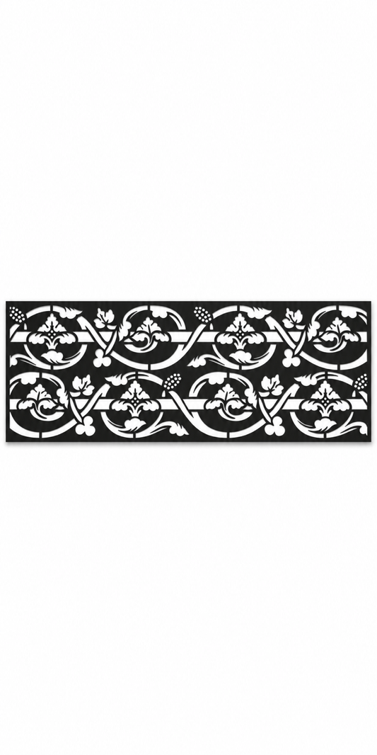 Design 351 Victorian Leaf Border Laser Cut Metal Privacy Screen Panel front main view