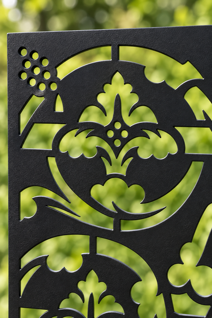 Design 351 Victorian Leaf Border Laser Cut Metal Privacy Screen Panel close-up detail view