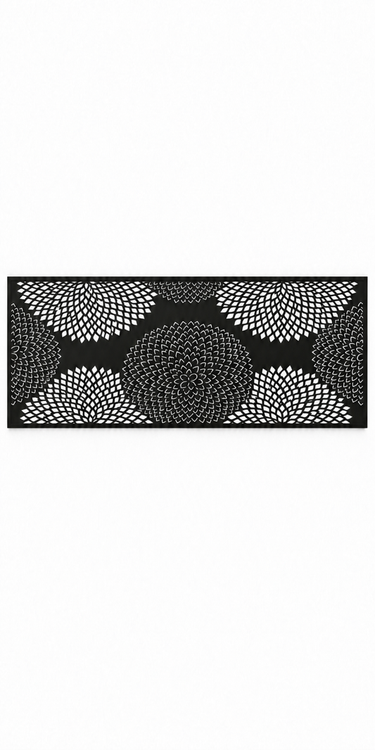 Design 352 Chrysanthemum Dot Field Laser Cut Metal Privacy Screen Panel front main view