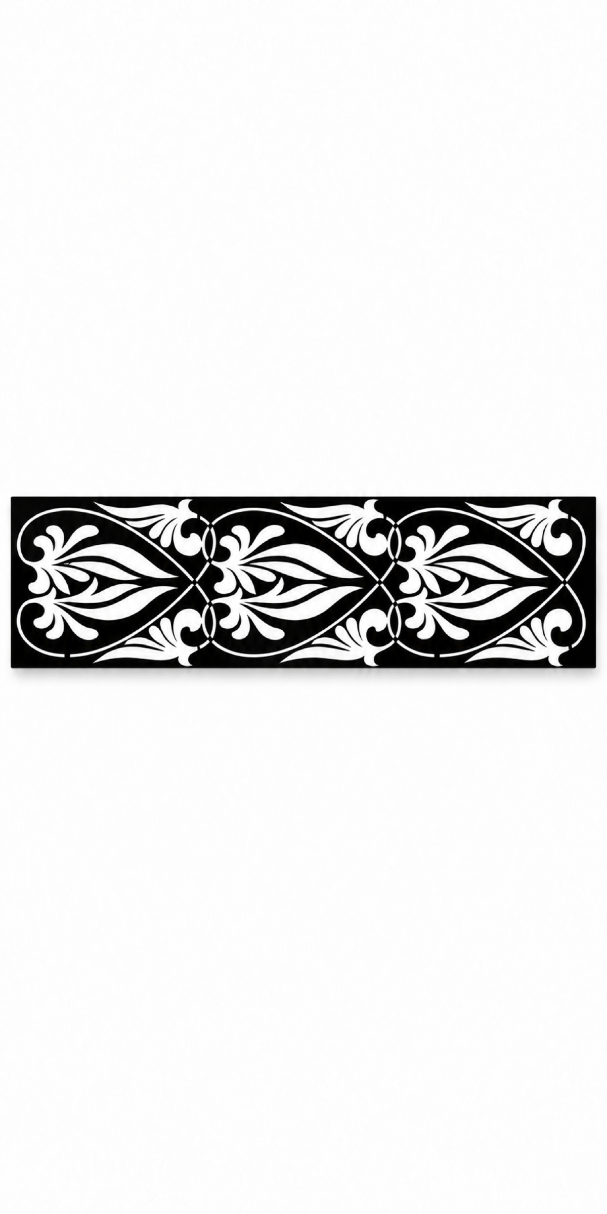 Design 353 Palm Leaf Scroll Border Laser Cut Metal Privacy Screen Panel front main view