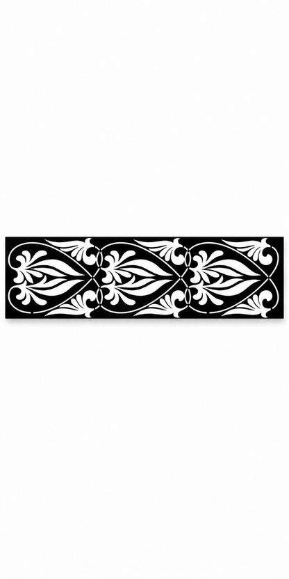 Design 353 Palm Leaf Scroll Border Laser Cut Metal Privacy Screen Panel front main view