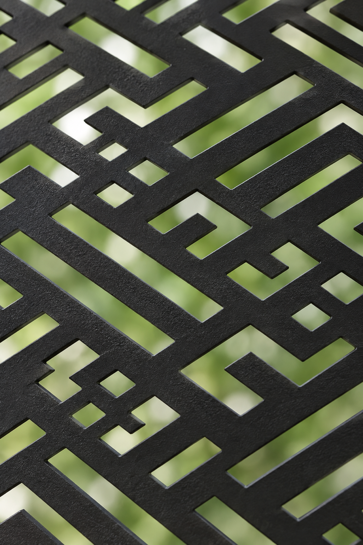 Design 354 Dense Maze Border Laser Cut Metal Privacy Screen Panel close-up detail view