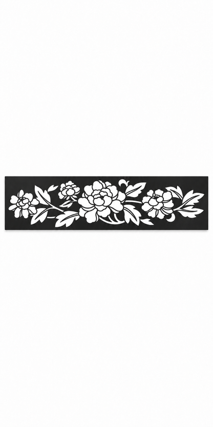 Design 355 Rose Bouquet Border Laser Cut Metal Privacy Screen Panel front main view