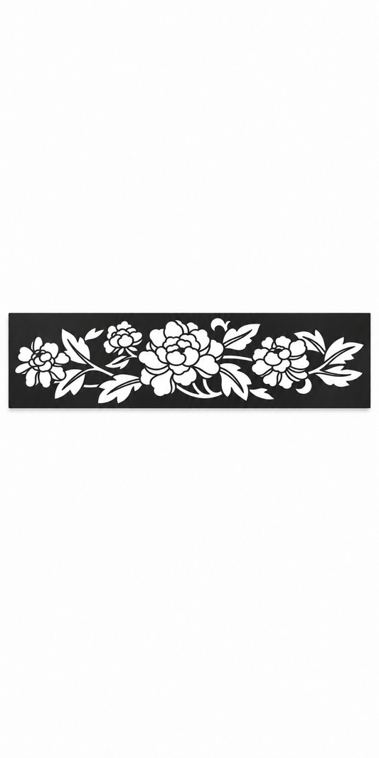 Design 355 Rose Bouquet Border Laser Cut Metal Privacy Screen Panel front main view