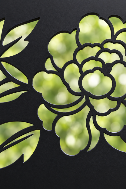 Design 355 Rose Bouquet Border Laser Cut Metal Privacy Screen Panel close-up detail view