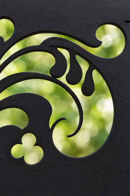 Design 356 Floral Acanthus Border Laser Cut Metal Privacy Screen Panel close-up detail view