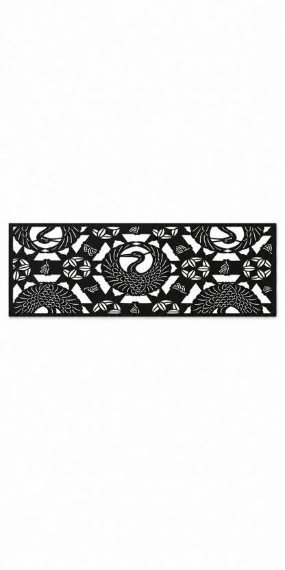Design 357 Eye and Leaf Mosaic Border Laser Cut Metal Privacy Screen Panel front main view