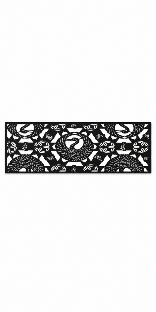 Design 357 Eye and Leaf Mosaic Border Laser Cut Metal Privacy Screen Panel front main view