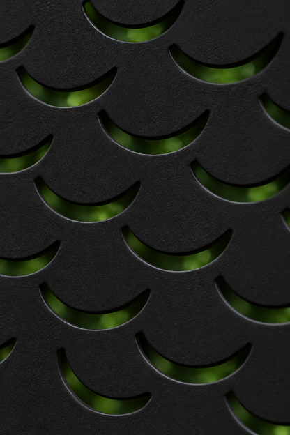 Design 357 Eye and Leaf Mosaic Border Laser Cut Metal Privacy Screen Panel close-up detail view