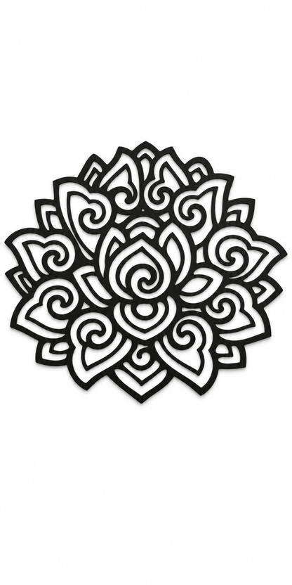 Design 359 Lotus Cloud Medallion Laser Cut Metal Privacy Screen Panel front main view