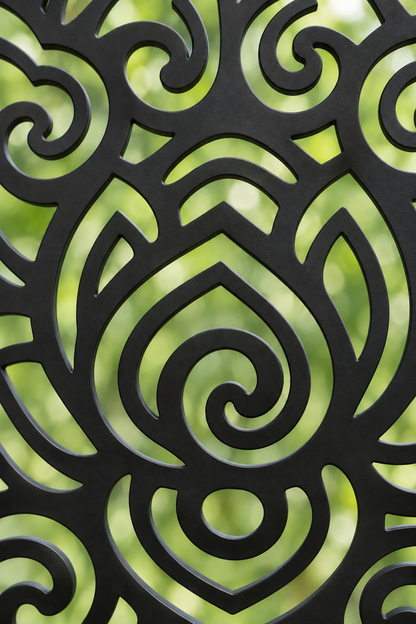 Design 359 Lotus Cloud Medallion Laser Cut Metal Privacy Screen Panel close-up detail view