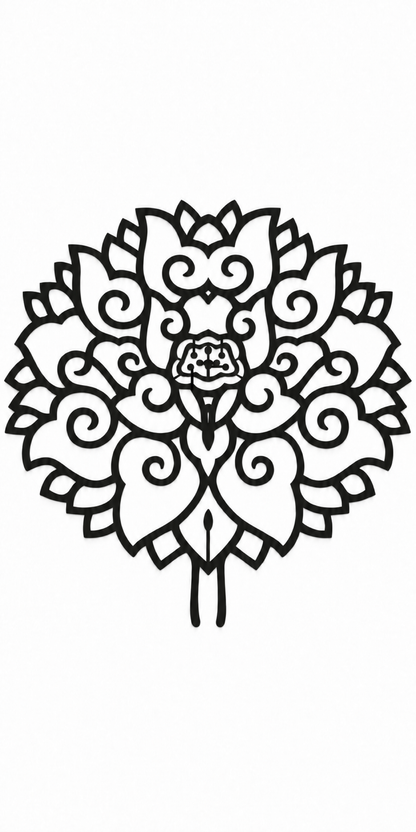 Design 360 Peony Cloud Medallion Laser Cut Metal Privacy Screen Panel front main view