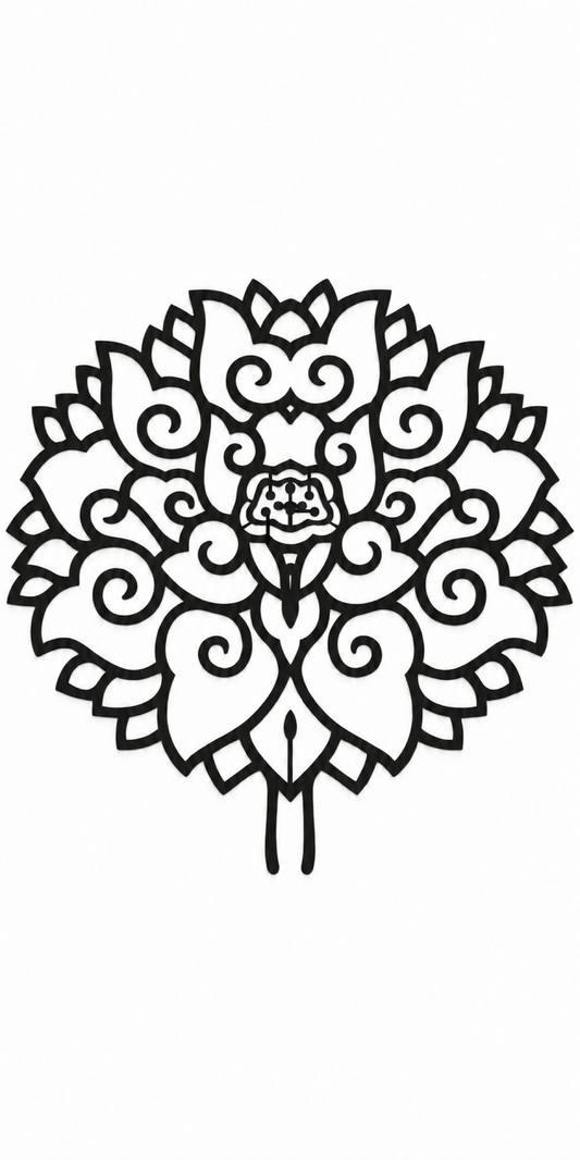 Design 360 Peony Cloud Medallion Laser Cut Metal Privacy Screen Panel front main view