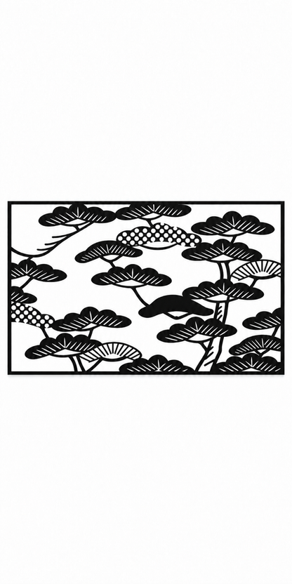 Design 362 Lotus Pond Scene Laser Cut Metal Privacy Screen Panel front main view