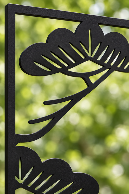 Design 362 Lotus Pond Scene Laser Cut Metal Privacy Screen Panel close-up detail view