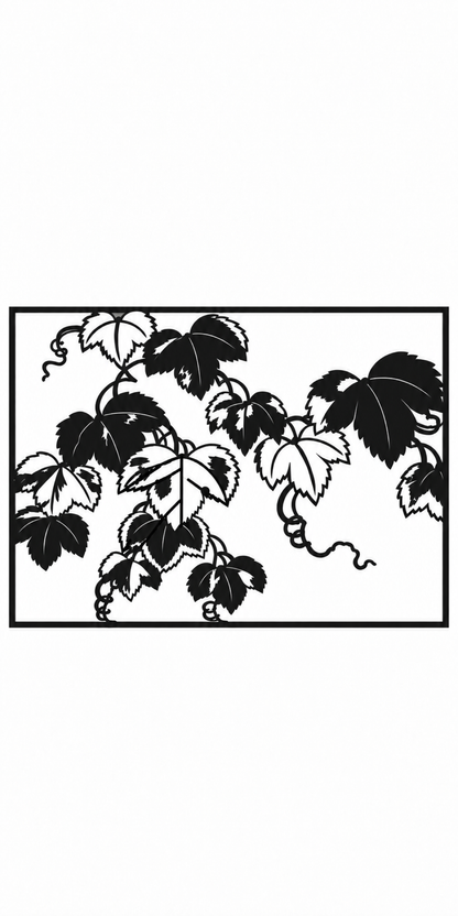 Design 363 Grape Vine Scene Laser Cut Metal Privacy Screen Panel front main view