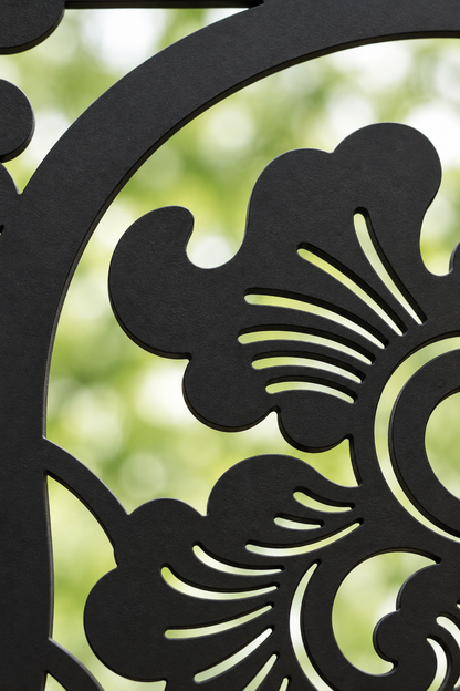 Design 365 Ornate Cloud Banner Laser Cut Metal Privacy Screen Panel close-up detail view