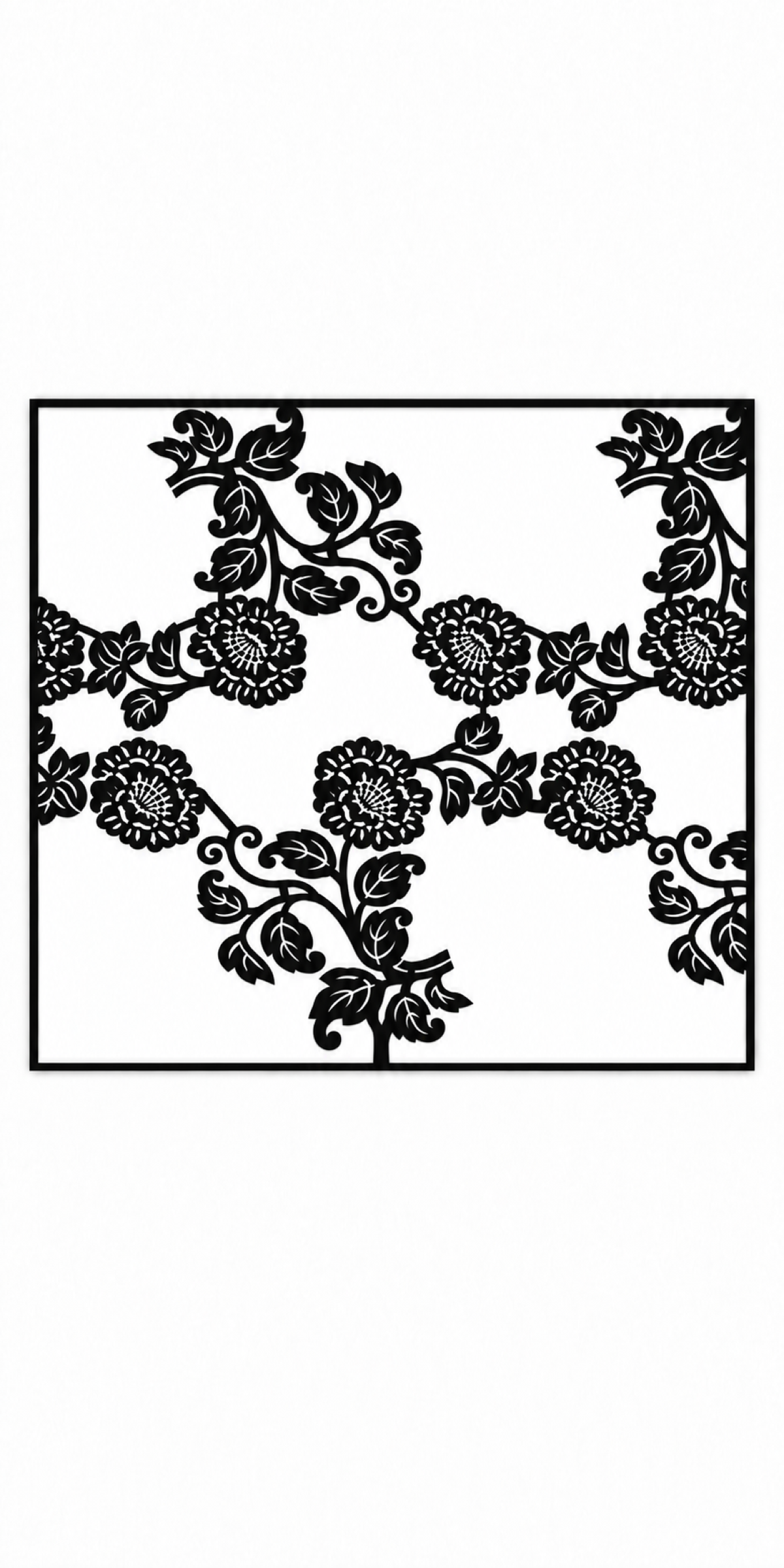 Design 366 Rose Vine Rectangle Laser Cut Metal Privacy Screen Panel front main view