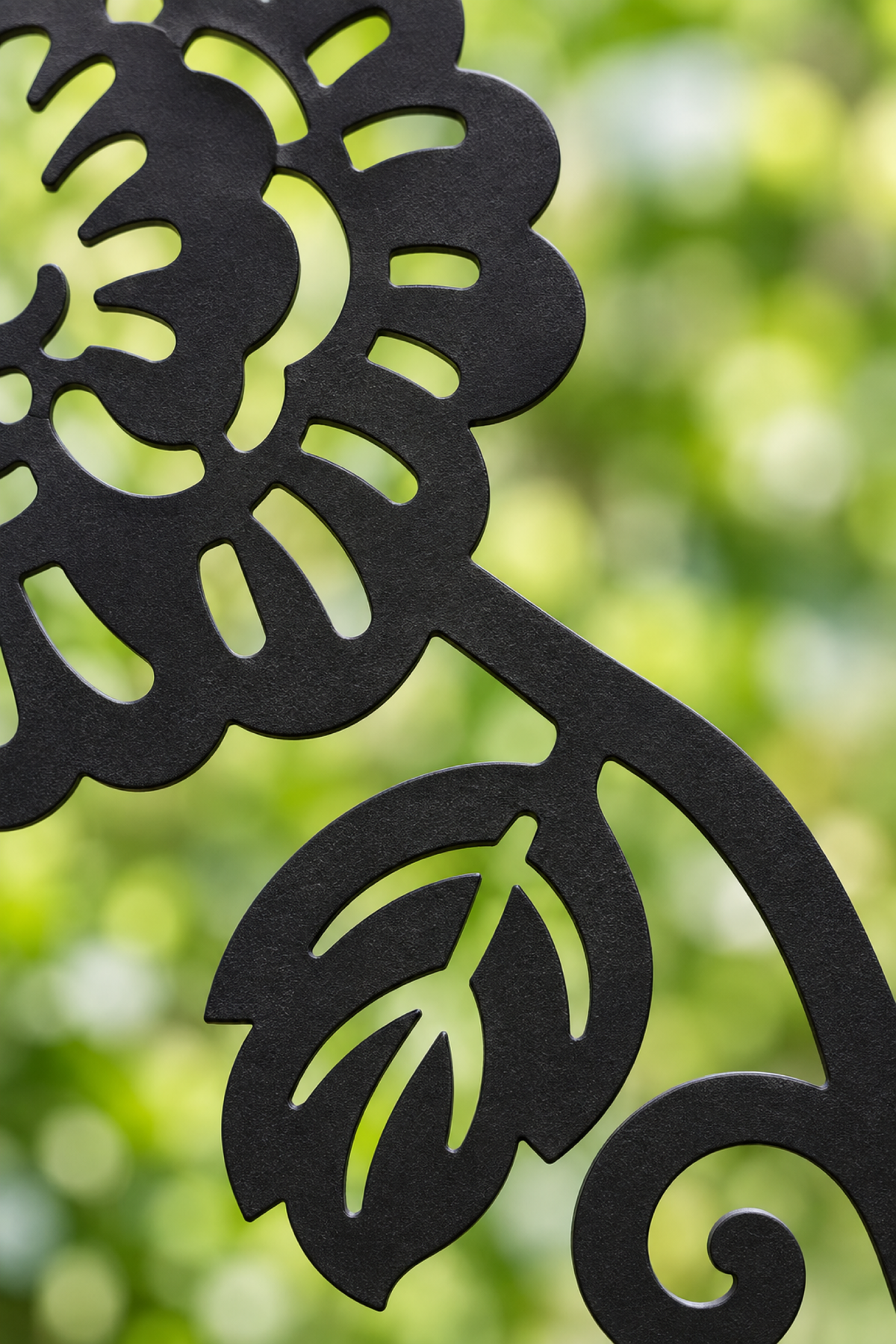 Design 366 Rose Vine Rectangle Laser Cut Metal Privacy Screen Panel close-up detail view