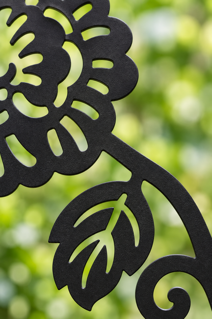 Design 366 Rose Vine Rectangle Laser Cut Metal Privacy Screen Panel close-up detail view