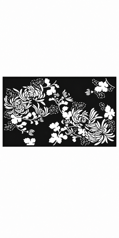 Design 367 Chrysanthemum Bouquet Laser Cut Metal Privacy Screen Panel front main view