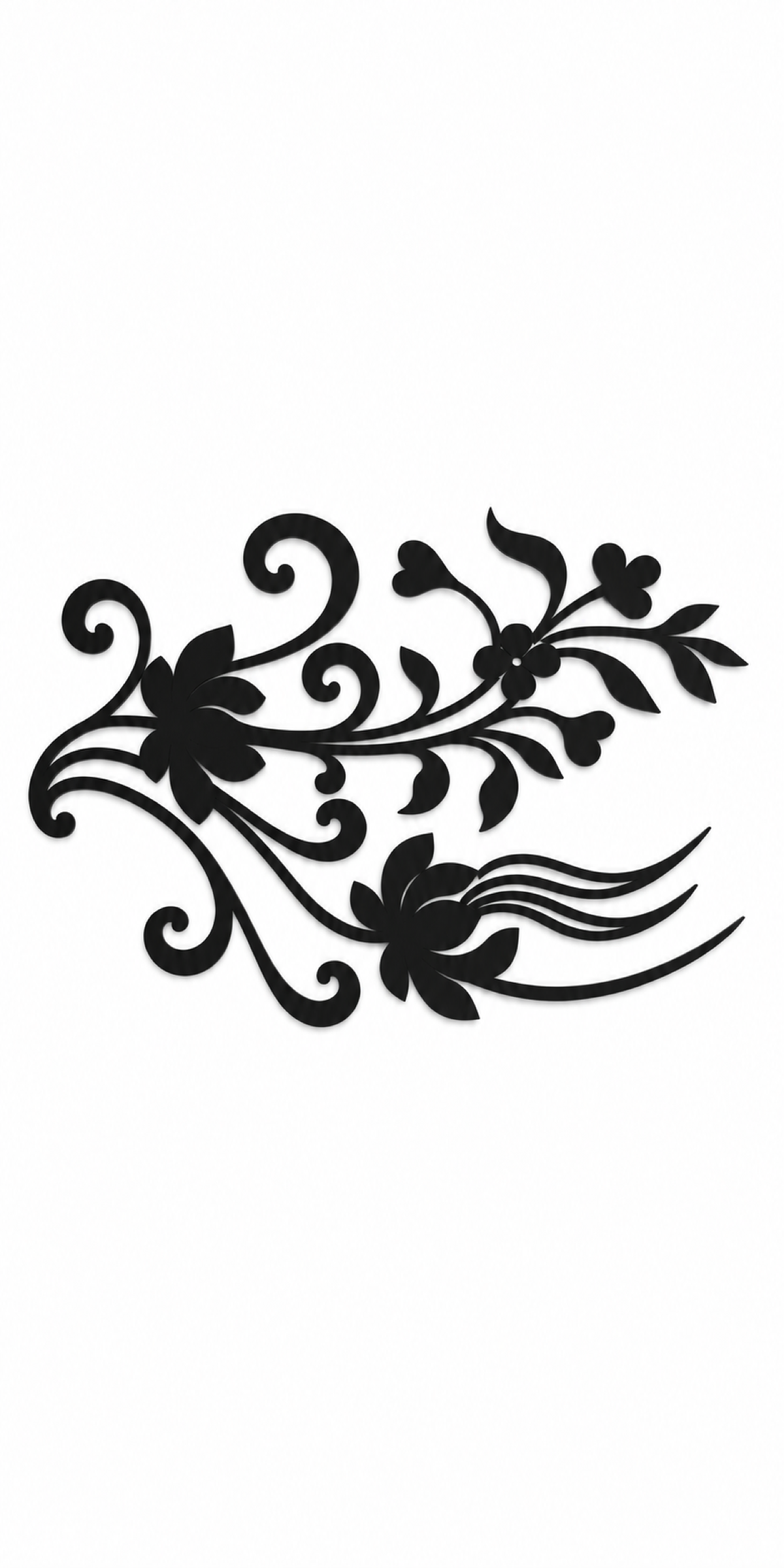 Design 369 Curved Floral Spray Laser Cut Metal Privacy Screen Panel front main view