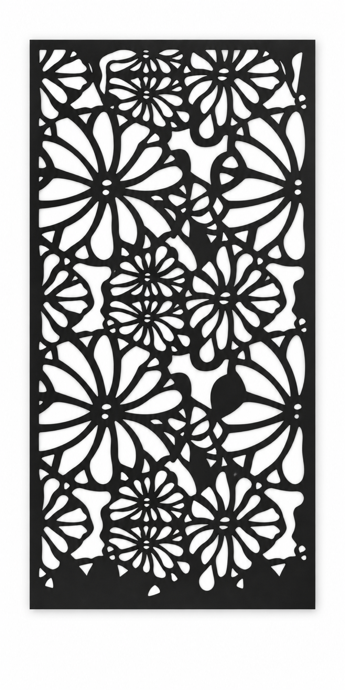 Design 372 Layered Daisy Garden Laser Cut Metal Privacy Screen Panel front main view