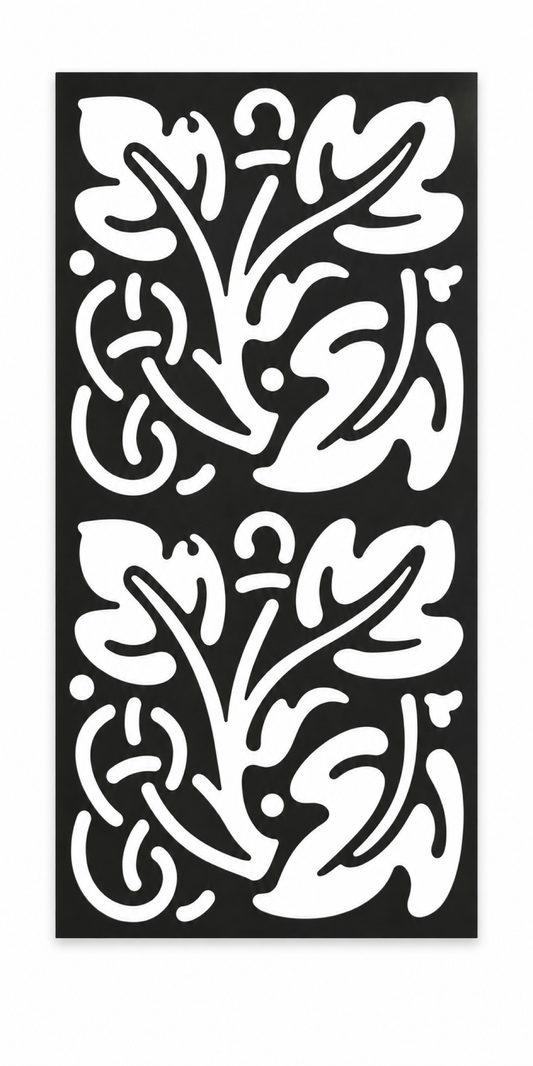 Design 373 Oak Leaf Repeat Laser Cut Metal Privacy Screen Panel front main view