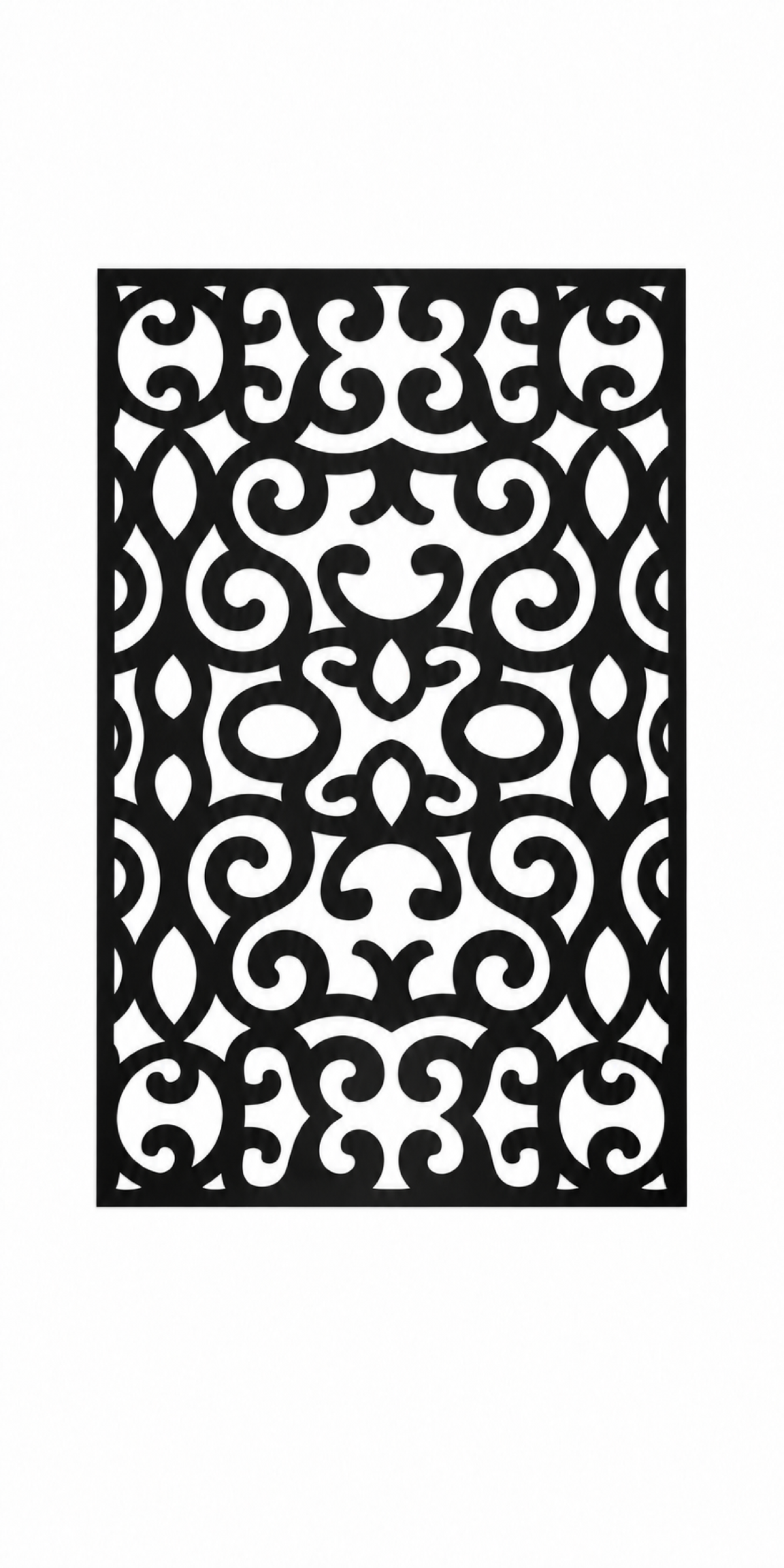 Design 374 Tribal Curl Panel Laser Cut Metal Privacy Screen Panel front main view