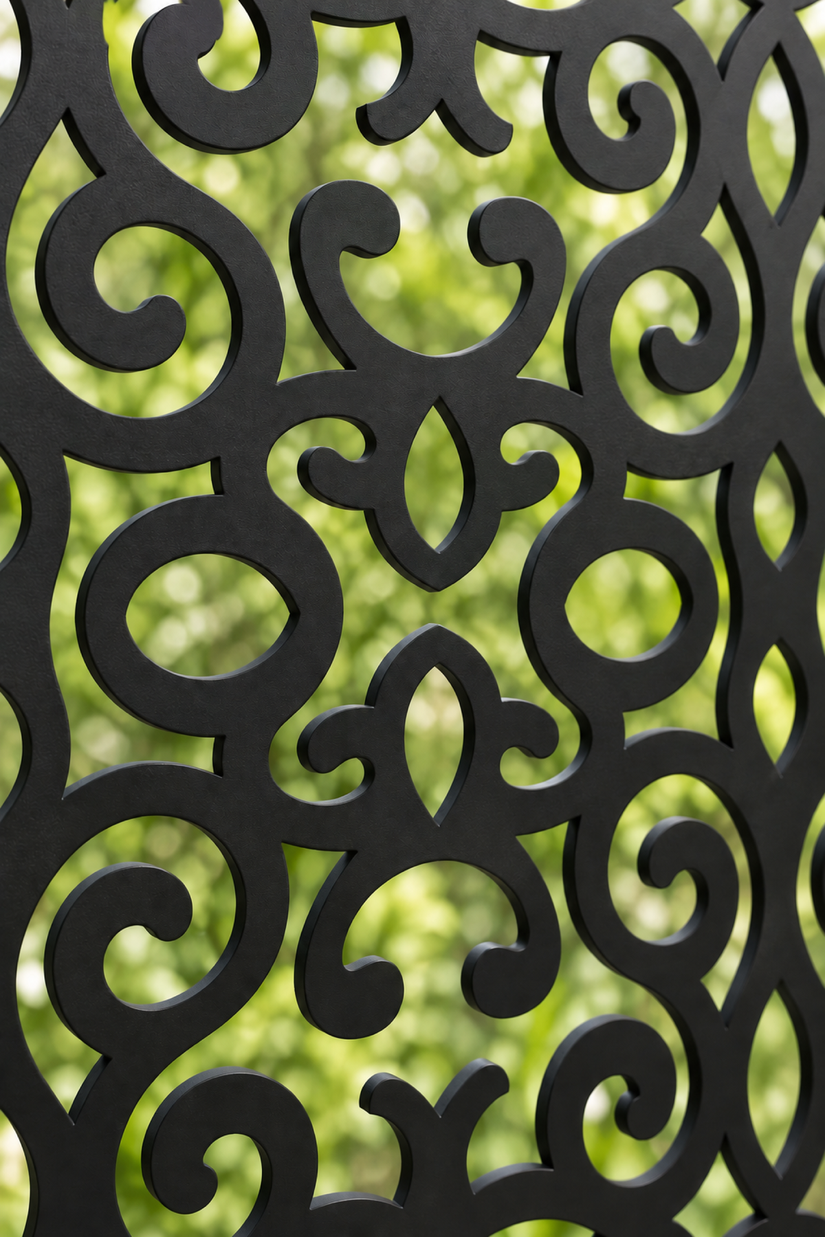 Design 374 Tribal Curl Panel Laser Cut Metal Privacy Screen Panel close-up detail view