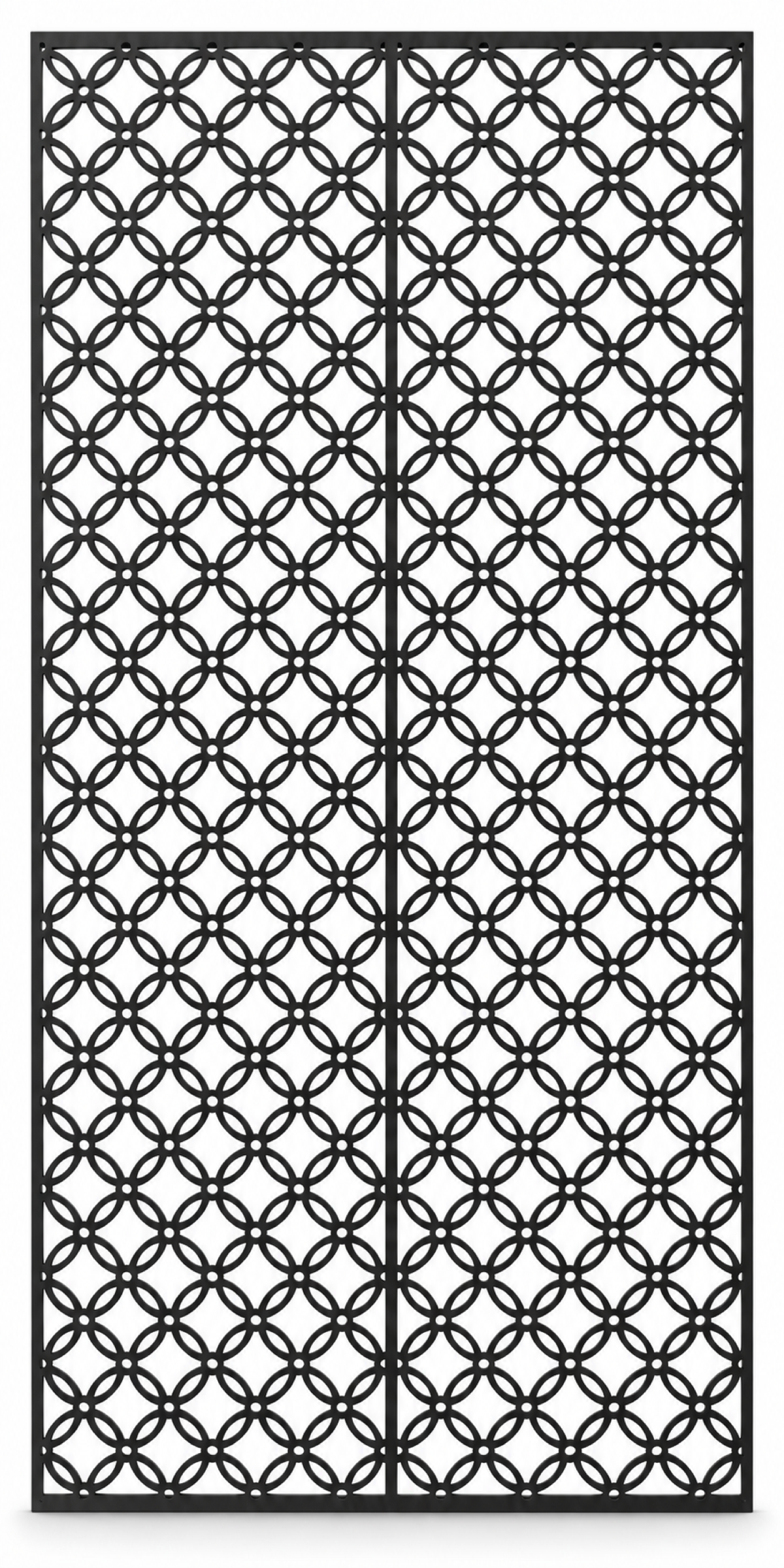 Design 375 Fine Circle Trellis Laser Cut Metal Privacy Screen Panel front main view
