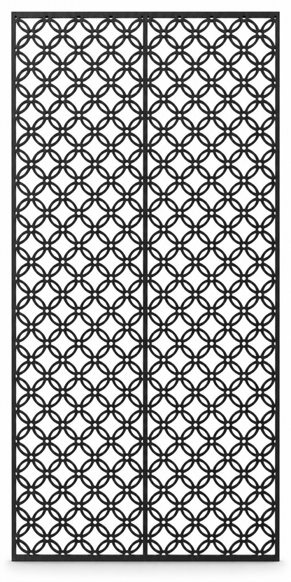 Design 375 Fine Circle Trellis Laser Cut Metal Privacy Screen Panel front main view