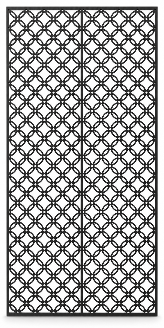 Design 375 Fine Circle Trellis Laser Cut Metal Privacy Screen Panel front main view