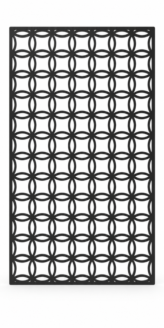 Design 376 Petal Link Grid Laser Cut Metal Privacy Screen Panel front main view