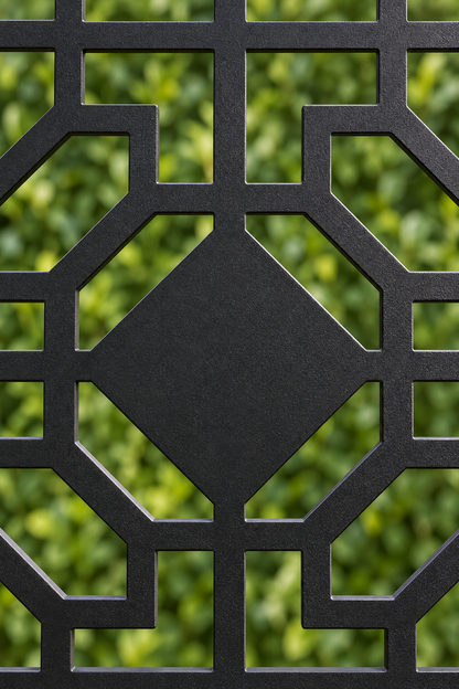 Design 377 Octagon Link Column Laser Cut Metal Privacy Screen Panel close-up detail view