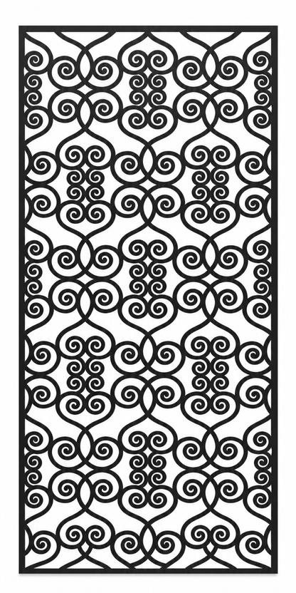 Design 379 Central Cloud Medallion Laser Cut Metal Privacy Screen Panel front main view