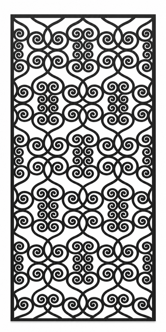 Design 379 Central Cloud Medallion Laser Cut Metal Privacy Screen Panel front main view